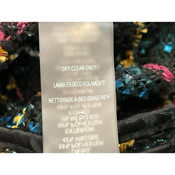 Karl Lagerfeld Paris Tweed Black Tweed Raw Hem Open Front Jacket Size 10 Work - Picture 6 of 6